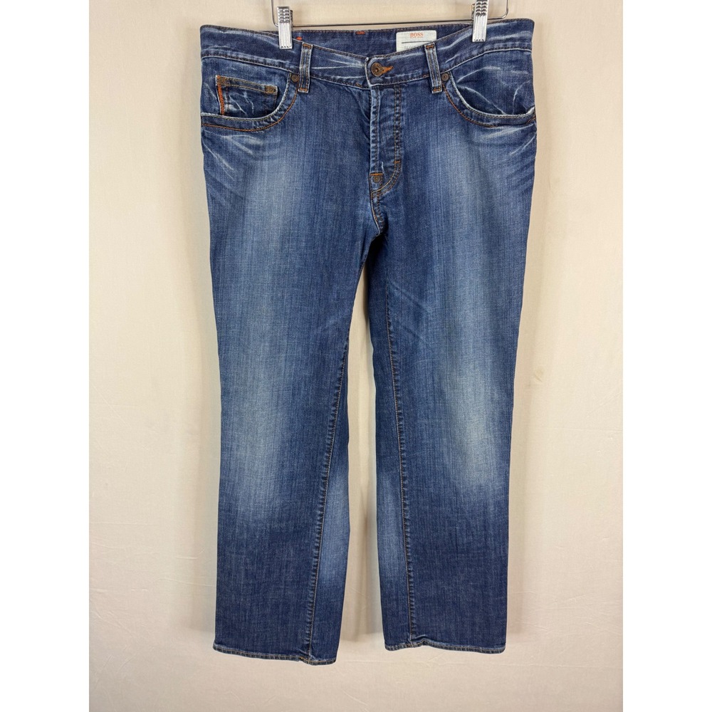 Hugo Boss Regular Fit Blue Denim Jeans Mens 36x32 Medium Wash Straight Leg
